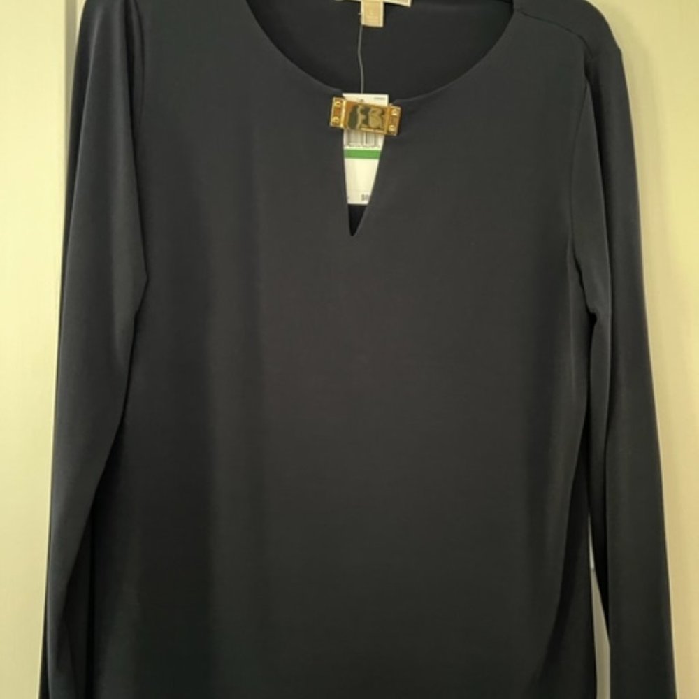 Michael Kors Long Sleeve Navy Top Size L
